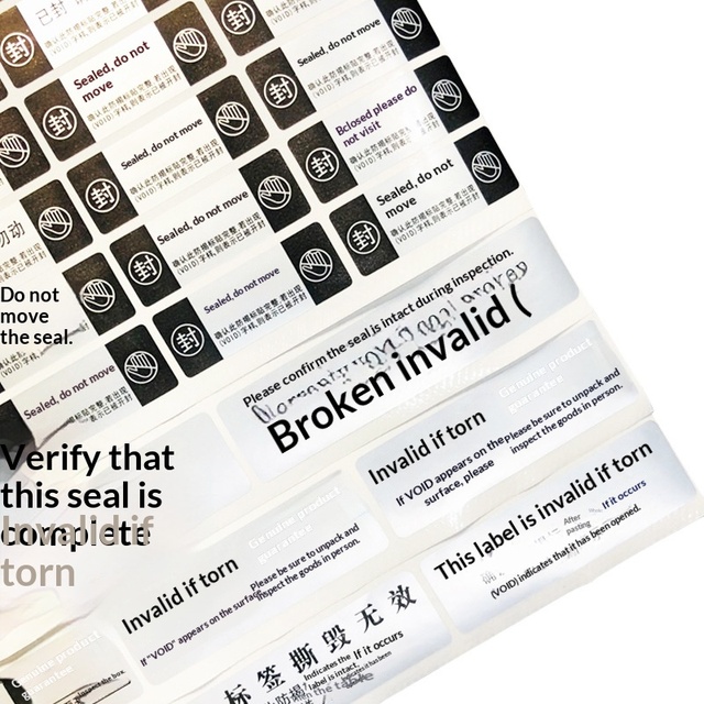 Self-adhesive PVC Anti-counterfeit Void One-time Anti-tampering Label Custom Sealing Sticker Matte Silver Dragon Computer Camera