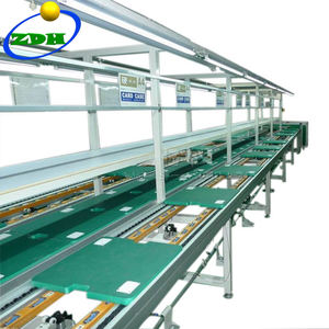 Endüstriyel yeşil Pvc bantlı konveyörler sistemi zincir <span class=keywords><strong>Slat</strong></span> palet konveyör makinesi - Product Image 1