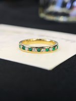 Demi éternité canal ensemble bague 14k /18k or massif laboratoire pierre précieuse rouge et vert Couple bague ronde coupe pierre précieuse pour femmes hommes bijoux