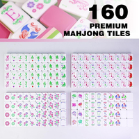 Ensemble complet de Mahjong américain en acrylique, automatique, 4 couches, 160 tuiles, boîte cadeau portable, support/poussoirs en bois rose, tapis de table silencieux