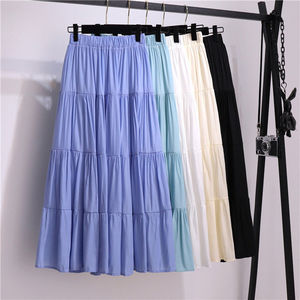 Women Cotton Linen Summer <strong>Skirt</strong> Solid <strong>Patchwork</strong> Lined Lady Casual A-line <strong>Skirt</strong> - Product Image 2
