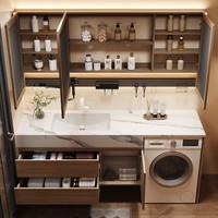 Ensemble de meubles de salle de bain et de buanderie en aluminium massif nid d'abeille personnalisé avec plan de travail en pierre frittée