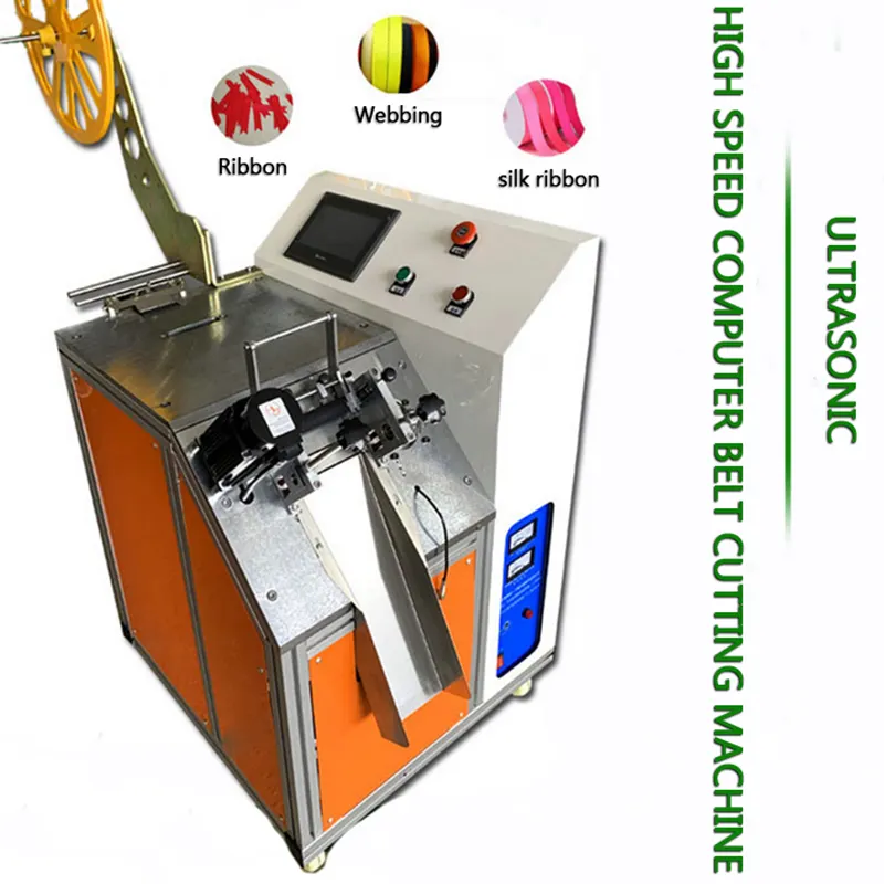 Destek özelleştirmek kumaş ultrasonik kemer kesme makinası ultrasonik bez etiket kesme makinesi ultrasonik bant kesme makinesi