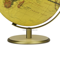 Globe politique antique vintage de 30cm/12 pouces avec base rotative, décor de carte du monde pour bureau et outils d'enseignement de la géographie