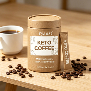 Café Instantáneo Cetogénico con Mezcla de Plantas Naturales, 10g*10 Sobres, Frasco de Papel Kraft Ecológico, Impresión de Línea de Granos de Café, OEM, Personalizado, Cartón a Granel - Product Image 4