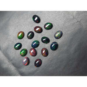 Opale noire éthiopienne naturelle de qualité AAA, cabochon ovale 6*8 avec jeu de couleurs pour la fabrication de bijoux, prix de gros - Product Image 1
