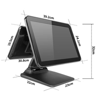 Terminal Punto de Venta Portátil de Aleación de Aluminio con Pantalla Dual de 15.6 Pulgadas, Sistema de Punto de Venta con Impresora, Software Windows 7/10