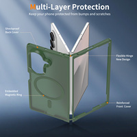 Étui de téléphone magnétique hybride antichoc haut de gamme PC+TPU pour Samsung Z Fold 7 8 Ultra, toucher soyeux, vert, avec logo personnalisé