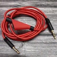Kabel Audio Kepang Senyap untuk Headset Gaming Astro A10 A30 A40 A40TR A50 dengan Tombol 2 Meter Anyaman Merah 3.5mm