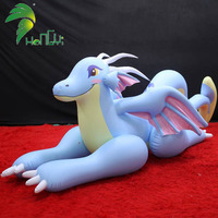 Cavalier dessin animé Animal gonflable mignon Dragon gonflable bleu et rose mer Dragon piscine flotteur jouet PVC pour l'été