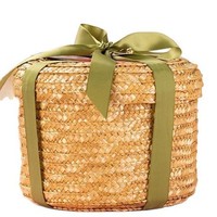 Panier de rangement en paille fait main, portable, tressé en paille de blé, boîte cadeau traditionnelle pour festival, emballage de gâteaux de lune et de Zongzi, panier cadeau