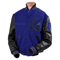 Veste universitaire en molleton de coton gris chiné pour homme KVJ101, manches en cuir brodé, patch en chenille, personnalisable, style Letterman