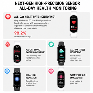Vente en gros de bracelets connectés <span class=keywords><strong>Mi</strong></span> Smart <span class=keywords><strong>Band</strong></span> 11 100% originaux, moniteur d'activité physique AMOLED 5ATM, fréquence cardiaque, SpO2 pour hommes et femmes, course à pied, natation, M2616B1 - Product Image 4