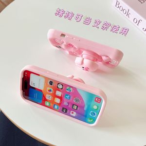 เคสโทรศัพท์ซิลิโคนลายหมูสีชมพู 3 มิติ น่ารัก พร้อมขาตั้งพับได้ สำหรับ Apple iPhone 17 16 15 14 - Product Image 4