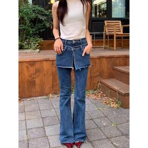 Venta al por mayor Primavera 2026 Nueva Moda Elegante <span class=keywords><strong>Falda</strong></span> Vaquera Casual con Empalmes y Cintura Alta para Mujer - Product Image 2