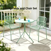Table et chaises de salle à manger en métal empilables pour cours, cafés commerciaux, usage extérieur et domestique