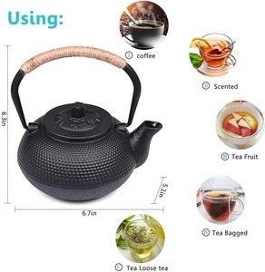 Giapponese Tetsubin bollitore tè in ghisa teiera in acciaio inox infusore nero 900ml interno completamente <span class=keywords><strong>porcellana</strong></span> - Product Image 3
