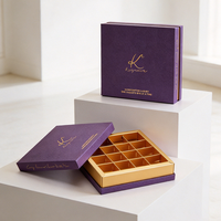 Boîte d'emballage alimentaire en papier laminé imprimé sur mesure, à deux pièces (couvercle et base), avec plateau de séparation pour chocolats ou truffes