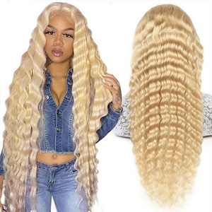 Transparent 613 <b>Blonde</b> Hair Lace <b>Wigs</b> 13*4 Lace Frontal Deep Wave Human Hair <b>Wig</b> - Product Image 1