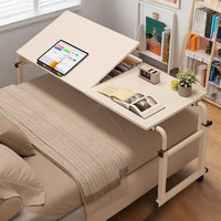Table de chevet portable réglable en métal avec support pliable, bureau d'ordinateur pour usage domestique, petite table de pied de lit