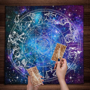 12 rasi bintang taplak meja kartu <span class=keywords><strong>Tarot</strong></span> penyihir Wiccan dekorasi ruang rumah kertas kain ramalan langit berbintang bulan matahari untuk bermain - Product Image 3