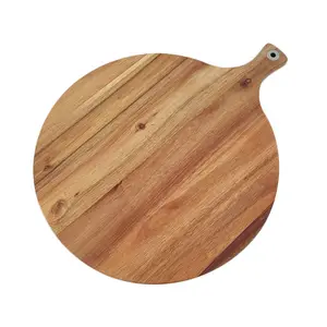 JSY New Arrival Round Pizza Serving And Cutting Board Custom Pizza Wooden Turning Peel Pizza Round Wood With Handle