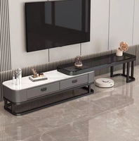 Meuble TV extensible en pierre frittée de luxe léger, style moderne et minimaliste, combinaison table basse et meuble TV pour salon, mobilier de maison