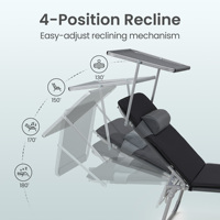 Chaise longue de jardin pliable SONGMICS avec pare-soleil, appui-tête et dossier réglable