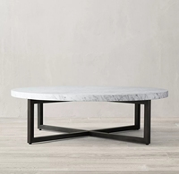 Table basse ronde et moderne en marbre, meuble de salon, base en acier inoxydable, vente en gros,