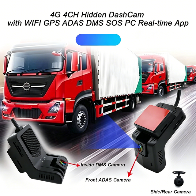 Fleet Management AI Dash Cam with 4G GPS WiFi Dual Recording and Driver Fatigue Warning Function