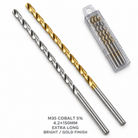 Foret hélicoïdal extra long 4,2x150mm M35 5% Cobalt à queue droite pour perçage de métaux et acier inoxydable