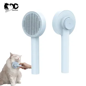 Geerduo Pet Grooming Tool One-Button Design Dog Hair Knot Removal Massaging Comb Self Cleaning Stainless Steel Cat Massage Brush