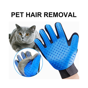New Arrivals Blue 180 Tips Left & Right Gentle De-Shedding Glove <b>Brush</b> <b>Pet</b> Hair Remover Gloves for Cats Dogs Horses - Product Image 5
