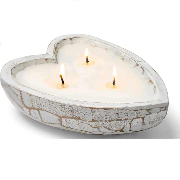 ハート型木製ボウル ホワイト ハート型木製ボウル ホワイト