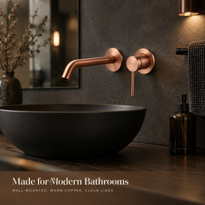 Rubinetto a Muro per Lavabo in Rame Spazzolato, Miscelatore Nascosto Monocomando per Bagno, Rubinetto a Muro Oro Rosa - Product Image 3
