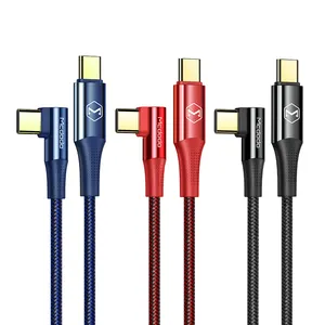 Mcdodo 100 واط PD كابل يو إس بي c إلى usb c كابل الزاوية اليمنى 100 واط 5a pd شاحن سريع نوع c 90 درجة كابل بيانات الطاقة