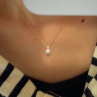 Collier long avec pendentif cœur en or blanc/jaune 18 carats et diamant de laboratoire pour femme, 1,7 g, certifié IGI, ensemble de bijoux