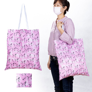 Custom Logo <b>Foldable</b> Polyester Shopping Tote With Built-In Pocket 45x49cm Water Repellent <b>Bag</b> For Supermarket Gift - Product Image 1