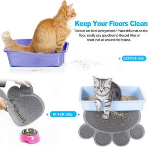 Suministros para mascotas, alfombrillas de <span class=keywords><strong>arena</strong></span> para <span class=keywords><strong>gatos</strong></span> con estampado de patas en varios colores, alfombrillas de <span class=keywords><strong>arena</strong></span> para <span class=keywords><strong>gatos</strong></span> de PVC - Product Image 5