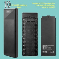 Kit de boîtier de batterie externe détachable 10 cellules 18650 avec interface d'entrée Type-C, charge rapide sans soudure, modèle Q10 FeGobe, moulage privé