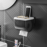 Grande boîte de rangement murale étanche porte-papier hygiénique en plastique PP ménager sans perçage accessoire de cuisine et de salle de bain