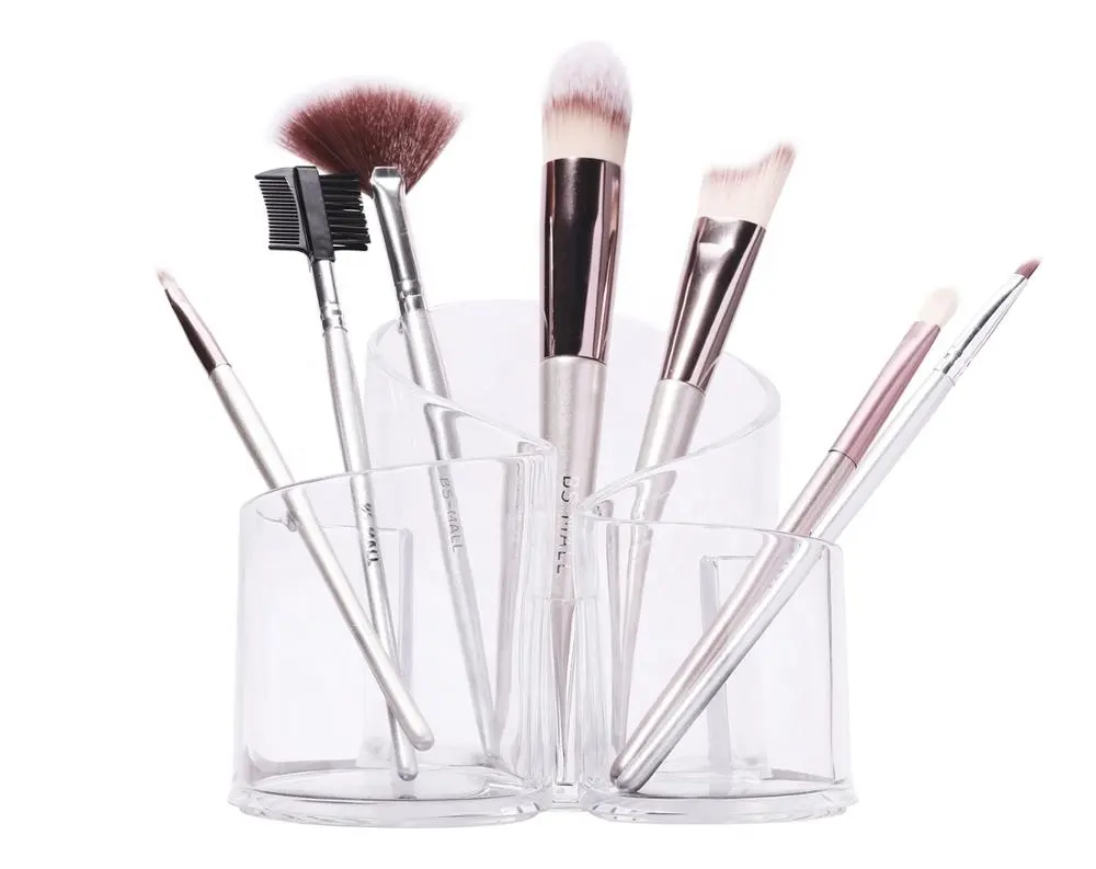 Customized Acrylic Makeup Brush Holder Durable Custom Logo Clear Makeup Brush Organizer Holder