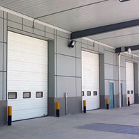 Porte de garage sectionnelle verticale automatique en acier, résistante au vent, pour usage commercial et industriel