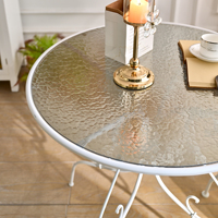 Table basse ronde pliable en fer et verre blanc, style antique, durable, pour la décoration de la maison, avec montage facile, pour le mobilier de salon