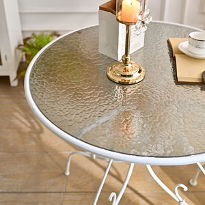 Table basse ronde pliable décorative INNOVA HOME en métal blanc et verre, style antique, pour salon - Product Image 5