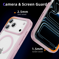 Coque de téléphone antichoc et anti-traces de doigts en TPU+PC magnétique rose transparente de luxe, vente en gros d'usine, pour iPhone 17 16 15 Pro Max
