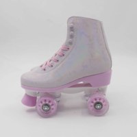 Vente en gros Nouveau modèle de patins à roulettes à talon haut avec roues roses Chaussures de skate clignotantes pour enfants