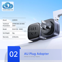 Adaptateur de prise de voyage UGREEN SJ pour ordinateur portable, sortie AC, neuf, compatible avec la norme britannique