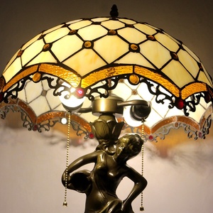 Longhuijing làm bằng tay cổ điển 16-inch kính màu đèn bàn với độc đáo đính cườm Chụp đèn cho trang trí nội thất - Product Image 2