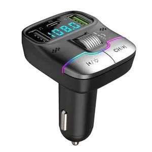 New colorful light Rear multifunction PD USB QC3.0 car Fast charger car fm transmitter bluetooth radio adapter Car mp3 player